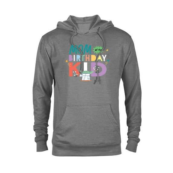 Star Wars Grogu Mandalorian Toon Mom of the Birthday Kid - Pullover Hoodie for Adults - Customized-Athletic Heather
