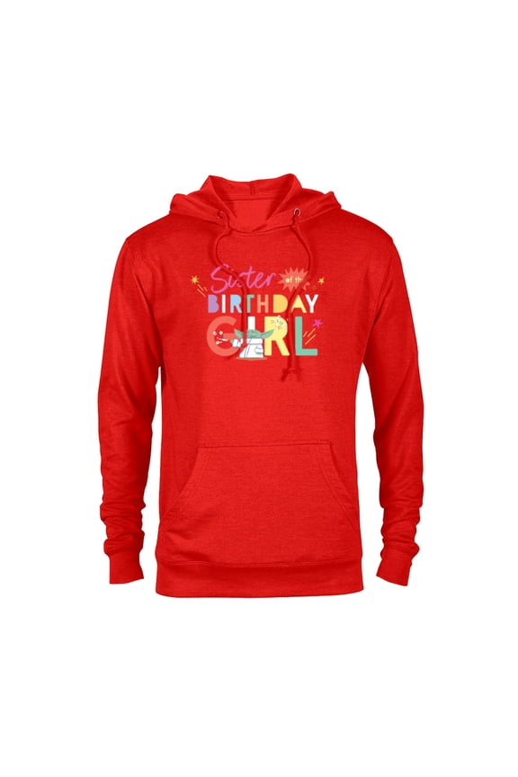 Grogu Mandalorian Toon Sister of Birthday Girl - Pullover Hoodie for Adults - Customized-Red