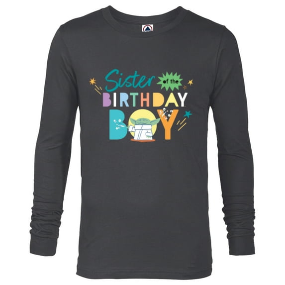 Star Wars Grogu Mandalorian Toon Sister of the Birthday Boy - Long Sleeve T-Shirt for Men - Customized-Charcoal Heather