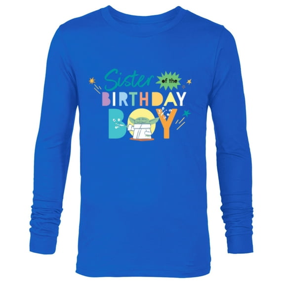 Star Wars Grogu Mandalorian Toon Sister of the Birthday Boy - Long Sleeve T-Shirt for Men - Customized-Navy