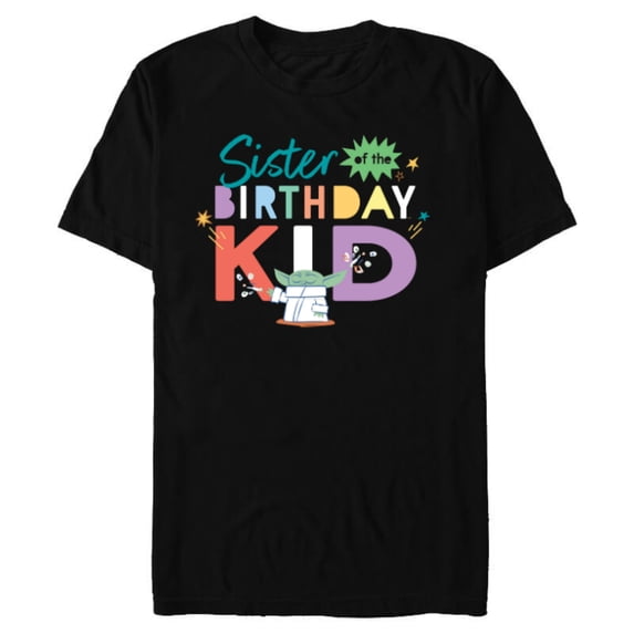Star Wars Grogu Mandalorian Toon Sister of the Birthday Kid - Short Sleeve Blended T-Shirt for Adults - Customized-Black