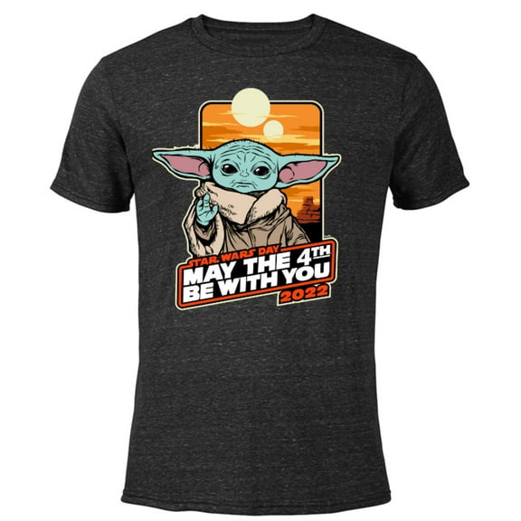 Star Wars Grogu May The 4th Be With You 2022 - Short Sleeve Blended T-Shirt for Adults - Customized-Black