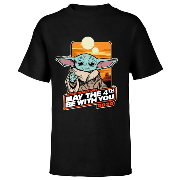 Star Wars Grogu May The 4th Be With You 2022 - Short Sleeve T-Shirt for Kids - Customized-Black
