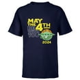thumbnail image 1 of Star Wars Grogu May the 4th Be With You 2024 Distressed Look - Short Sleeve T-Shirt for Kids - Customized-Navy, 1 of 5