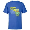 thumbnail image 1 of Star Wars Grogu May the 4th Be With You 2024 Distressed Look - Short Sleeve T-Shirt for Kids - Customized-Royal, 1 of 5