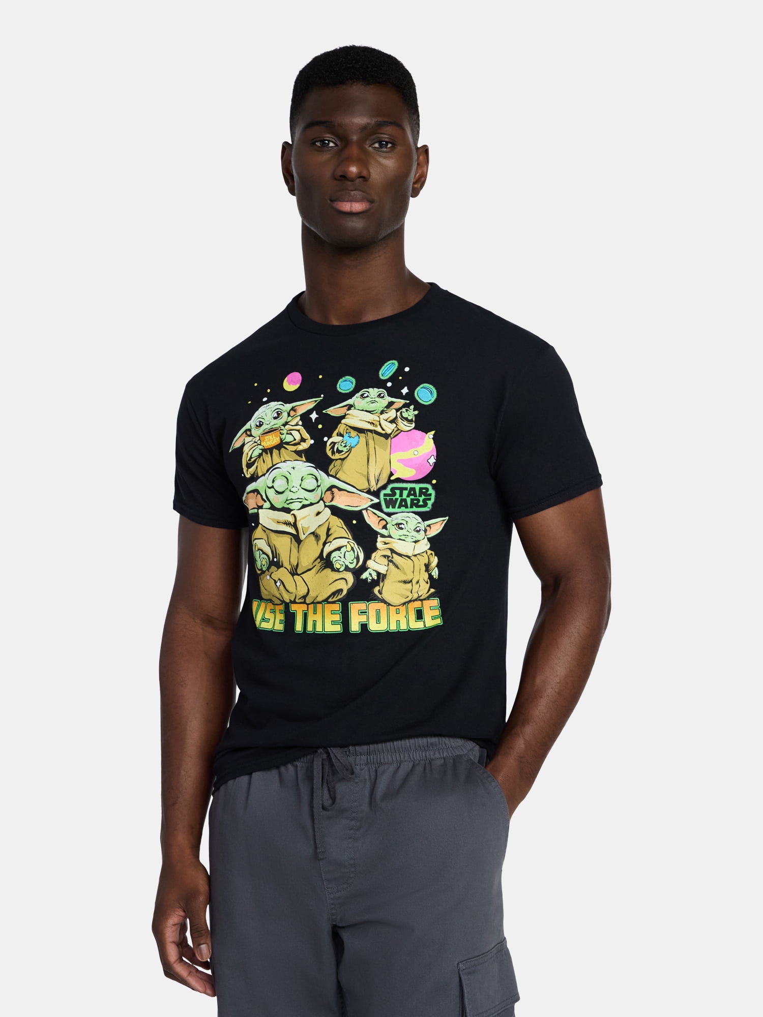 Star Wars Grogu Men's and Big Men's Graphic Cotton Tee with Short Sleeves, Sizes S-3XL