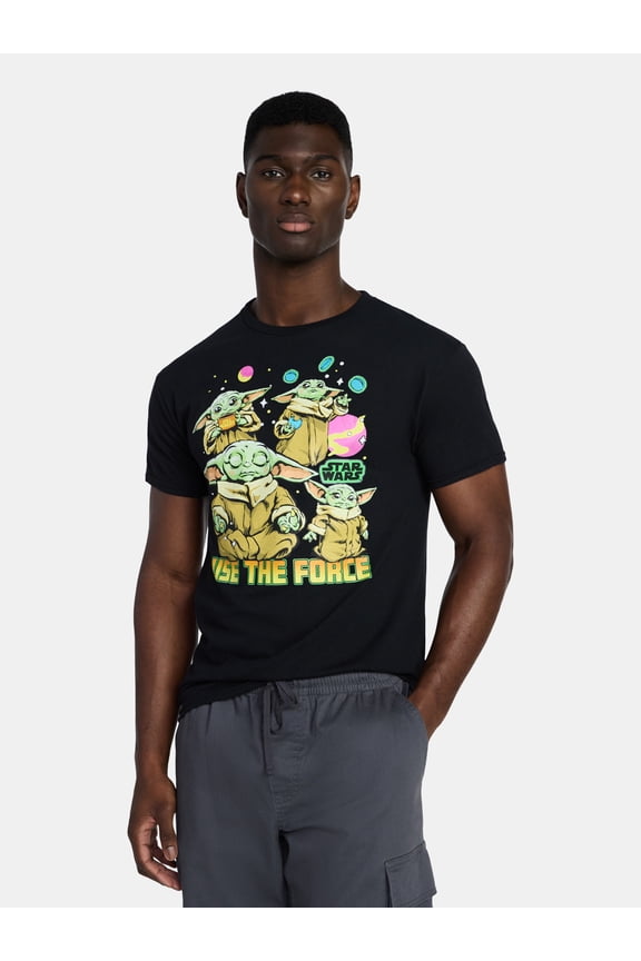 Grogu Men's and Big Men's Graphic Cotton Tee with Short Sleeves, Sizes S-3XL