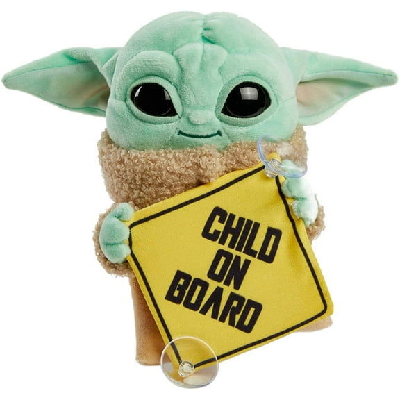 Star Wars Grogu Plush Child on Board Sign +Toy, 8-in Character from The Mandalorian