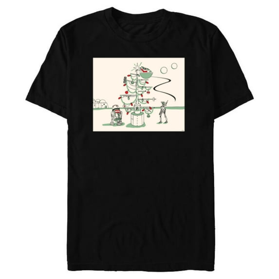 Star Wars Grogu R5-D4 Droid Holiday Tatooine Christmas Tree - Short Sleeve Blended T-Shirt for Adults - Customized-Black