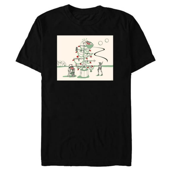Star Wars Grogu R5-D4 Droid Holiday Tatooine Christmas Tree - Short Sleeve Blended T-Shirt for Adults - Customized-Black