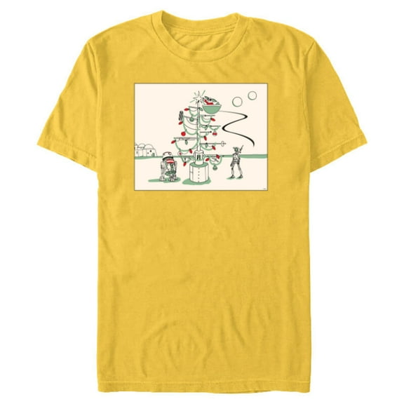Star Wars Grogu R5-D4 Droid Holiday Tatooine Christmas Tree - Short Sleeve Blended T-Shirt for Adults - Customized-Yellow
