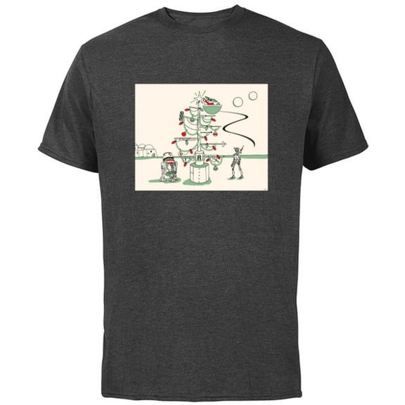 Star Wars Grogu R5-D4 Droid Holiday Tatooine Christmas Tree - Short Sleeve Cotton T-Shirt for Adults - Customized-Charcoal