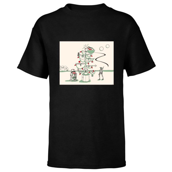 Star Wars Grogu R5-D4 Droid Holiday Tatooine Christmas Tree - Short Sleeve T-Shirt for Kids - Customized-Black