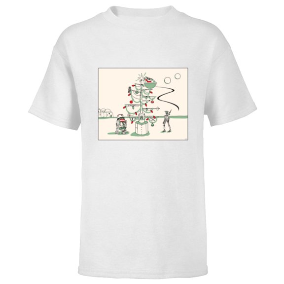 Star Wars Grogu R5-D4 Droid Holiday Tatooine Christmas Tree - Short Sleeve T-Shirt for Kids - Customized-White