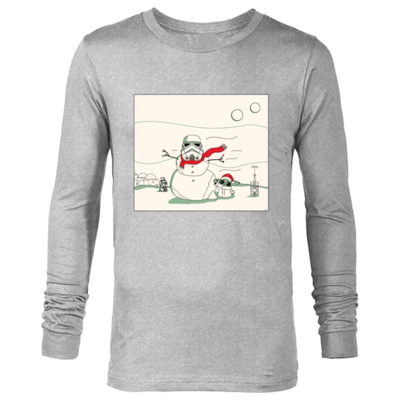 Star Wars Grogu R5-D4 Holiday Christmas Stormtrooper Snowman - Long Sleeve T-Shirt for Men - Customized-Athletic Heather