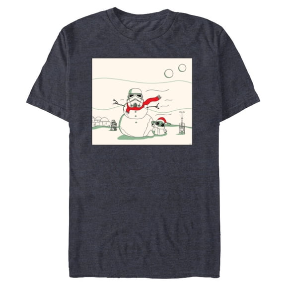 Star Wars Grogu R5-D4 Holiday Christmas Stormtrooper Snowman - Short Sleeve Blended T-Shirt for Adults - Customized-Navy Heather