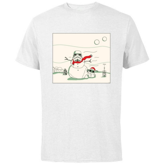 Star Wars Grogu R5-D4 Holiday Christmas Stormtrooper Snowman - Short Sleeve Cotton T-Shirt for Adults - Customized-White