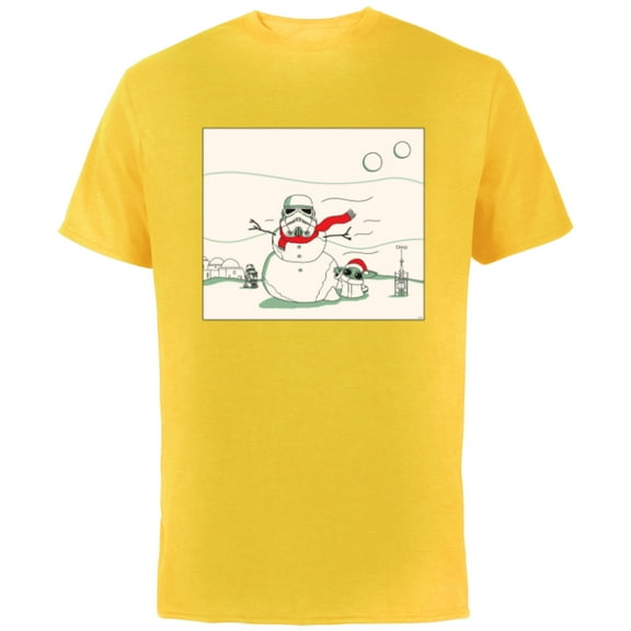Star Wars Grogu R5-D4 Holiday Christmas Stormtrooper Snowman - Short Sleeve Cotton T-Shirt for Adults - Customized-Yellow