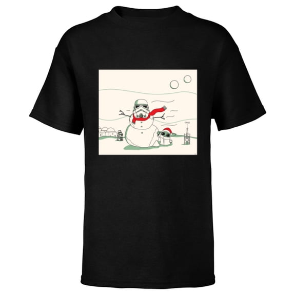 Star Wars Grogu R5-D4 Holiday Christmas Stormtrooper Snowman - Short Sleeve T-Shirt for Kids - Customized-Black