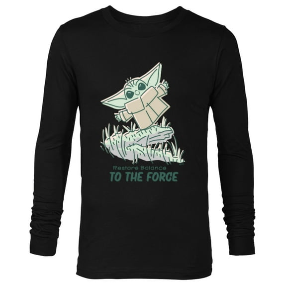 Star Wars Grogu Restore Balance to the Force - Long Sleeve T-Shirt for Men - Customized-Black