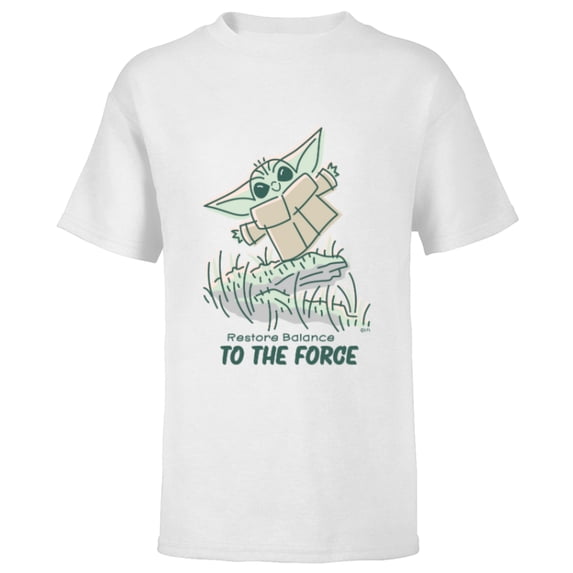 Star Wars Grogu Restore Balance to the Force - Short Sleeve T-Shirt for Kids - Customized-White