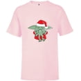 thumbnail image 1 of Star Wars Grogu Santa Costume with Holiday Christmas Cookie - Short Sleeve T-Shirt for Kids - Customized-Soft Pink, 1 of 5