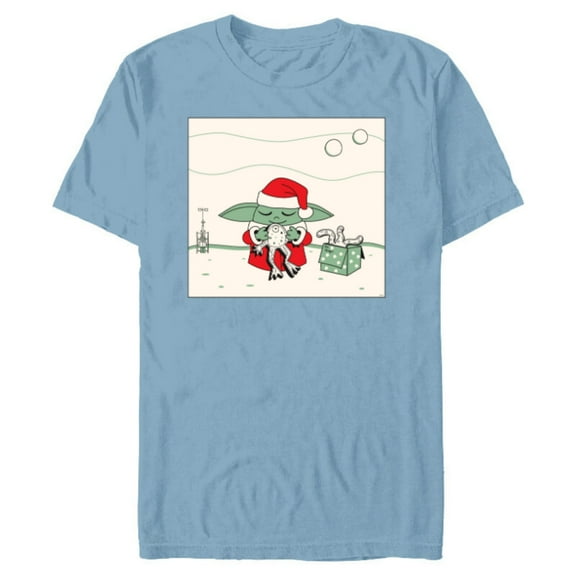Star Wars Grogu Santa Costume with Holiday Christmas Cookies - Short Sleeve Blended T-Shirt for Adults - Customized-Ocean Blue
