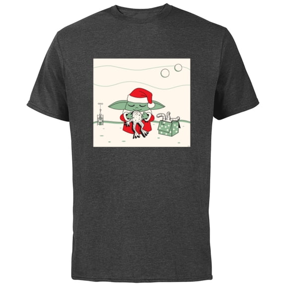 Star Wars Grogu Santa Costume with Holiday Christmas Cookies - Short Sleeve Cotton T-Shirt for Adults - Customized-Charcoal