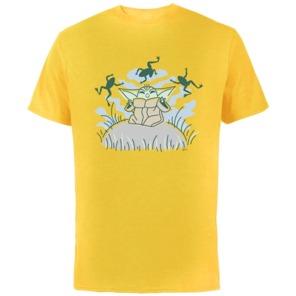 Star Wars Grogu Snack Time - Short Sleeve Cotton T-Shirt for Adults - Customized-Yellow