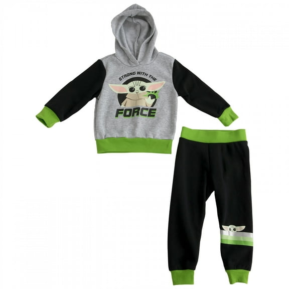 Star Wars 850064-toddler3t Star Wars Grogu Strong with the Force Infant Fleece Jacket Set - Black & Grey - Toddler 3T - 2 Piece