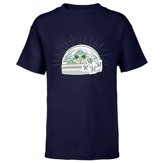 Star Wars Grogu Tap Mandalorian Starfighter - Short Sleeve T-Shirt for Kids - Customized-Navy