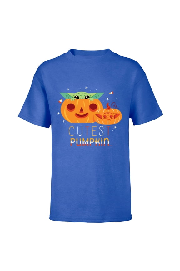 Grogu The Cutest Pumpkin - Short Sleeve T-Shirt for Kids - Customized-Royal
