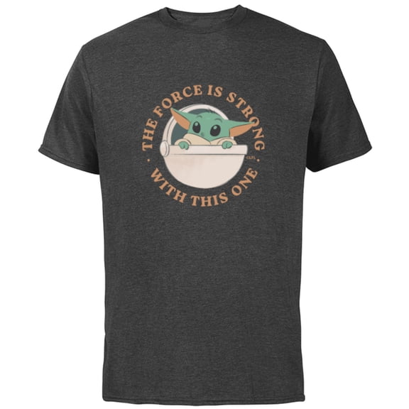 Star Wars Grogu The Force is Strong With This One - Short Sleeve Cotton T-Shirt for Adults - Customized-Charcoal