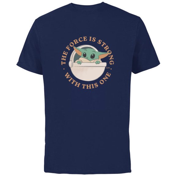 Star Wars Grogu The Force is Strong With This One - Short Sleeve Cotton T-Shirt for Adults - Customized-Navy