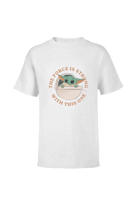 Grogu The Force is Strong With This One - Short Sleeve T-Shirt for Kids - Customized-White