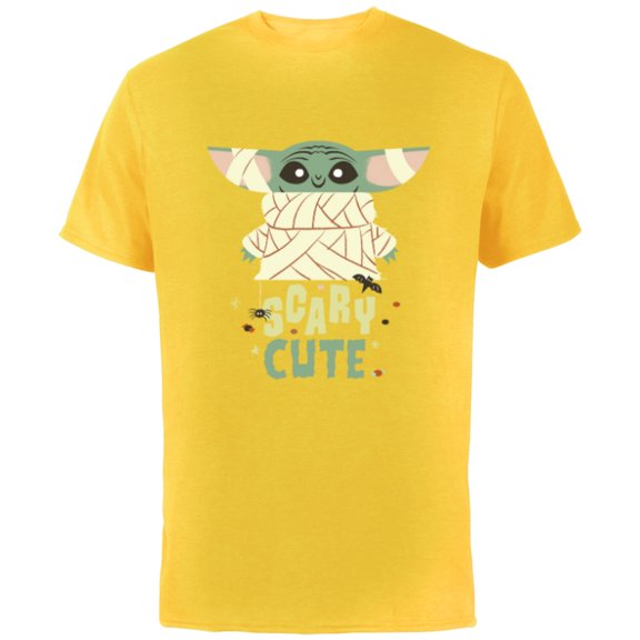 Star Wars Grogu The Mandalorian Halloween Mummy Scary Cute - Short Sleeve Cotton T-Shirt for Adults - Customized-Yellow
