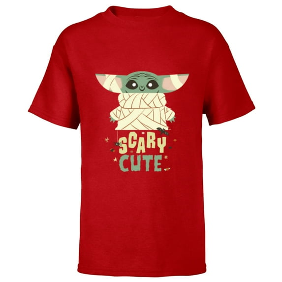 Star Wars Grogu The Mandalorian Halloween Mummy Scary Cute - Short Sleeve T-Shirt for Kids - Customized-Red