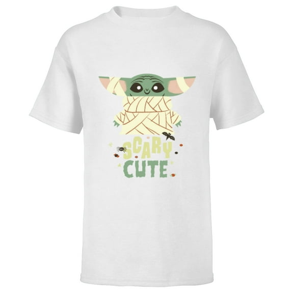 Star Wars Grogu The Mandalorian Halloween Mummy Scary Cute - Short Sleeve T-Shirt for Kids - Customized-White
