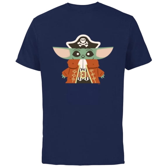 Star Wars Grogu The Mandalorian Halloween Pirate Costume - Short Sleeve Cotton T-Shirt for Adults - Customized-Navy
