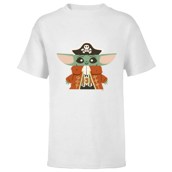 Star Wars Grogu The Mandalorian Halloween Pirate Costume - Short Sleeve T-Shirt for Kids - Customized-White