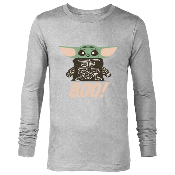 Star Wars Grogu The Mandalorian Halloween Skeleton Boo - Long Sleeve T-Shirt for Men - Customized-Athletic Heather