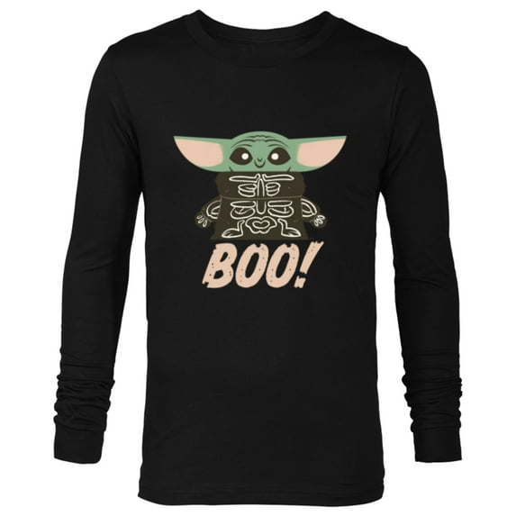 Star Wars Grogu The Mandalorian Halloween Skeleton Boo - Long Sleeve T-Shirt for Men - Customized-Black