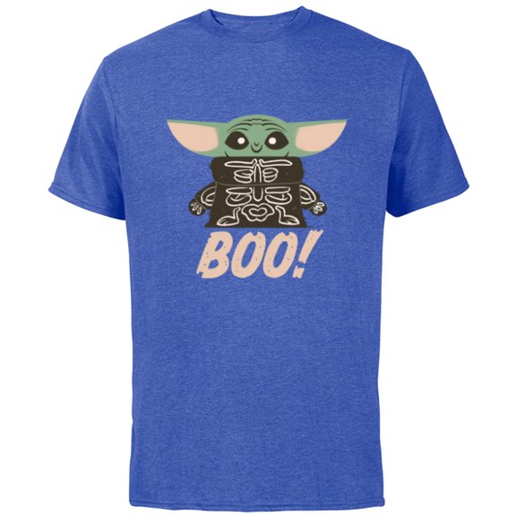 Star Wars Grogu The Mandalorian Halloween Skeleton Boo - Short Sleeve Cotton T-Shirt for Adults - Customized-Royal Heather