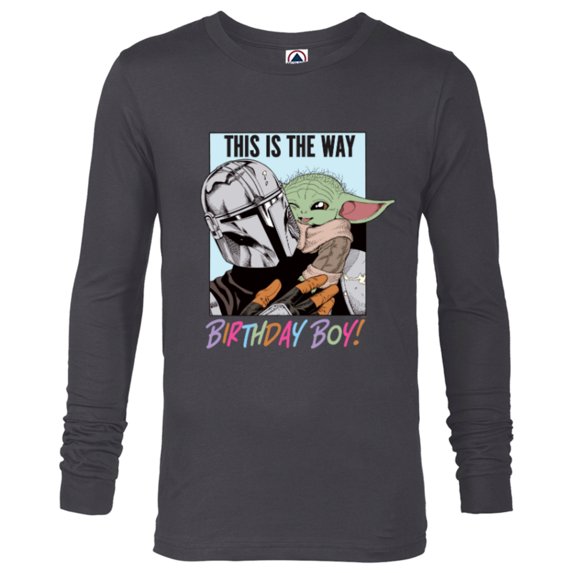 Star Wars Grogu The Mandalorian This is the Way Birthday Boy - Long Sleeve T-Shirt for Men - Customized-Charcoal Heather