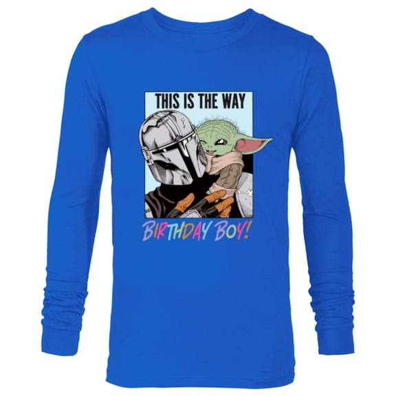 Star Wars Grogu The Mandalorian This is the Way Birthday Boy - Long Sleeve T-Shirt for Men - Customized-Navy