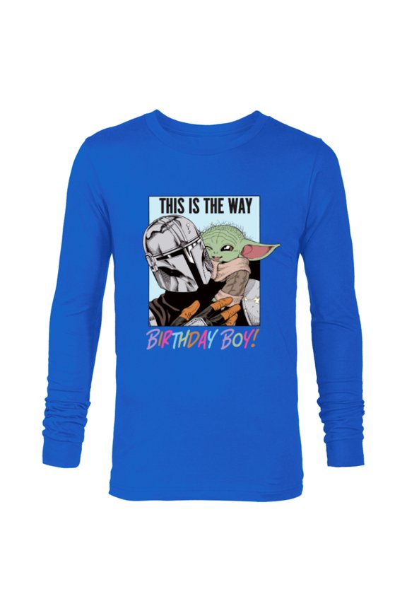 Grogu The Mandalorian This is the Way Birthday Boy - Long Sleeve T-Shirt for Men - Customized-Navy