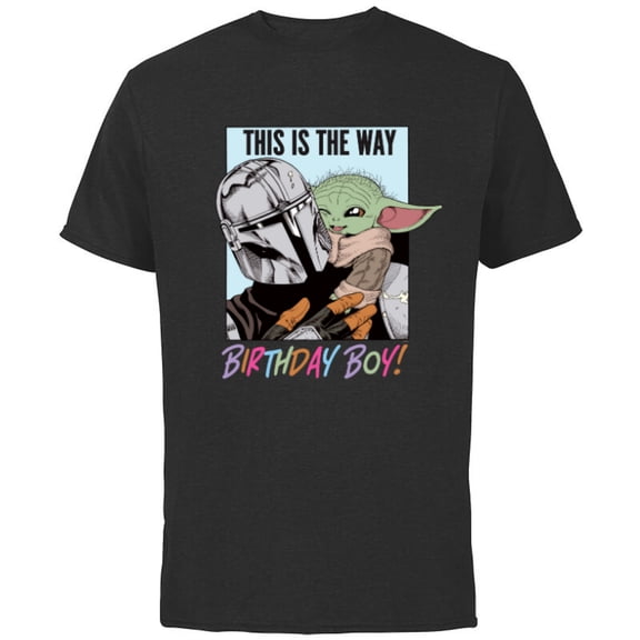 Star Wars Grogu The Mandalorian This is the Way Birthday Boy - Short Sleeve Cotton T-Shirt for Adults - Customized-Black