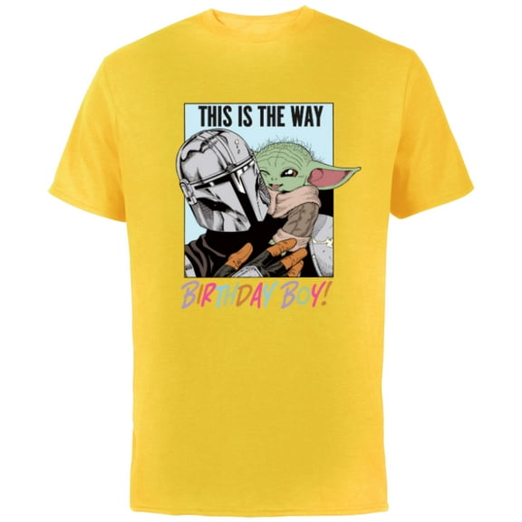 Star Wars Grogu The Mandalorian This is the Way Birthday Boy - Short Sleeve Cotton T-Shirt for Adults - Customized-Yellow