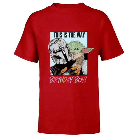 Star Wars Grogu The Mandalorian This is the Way Birthday Boy - Short Sleeve T-Shirt for Kids - Customized-Red
