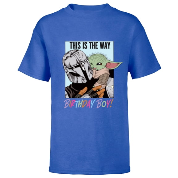 Star Wars Grogu The Mandalorian This is the Way Birthday Boy - Short Sleeve T-Shirt for Kids - Customized-Royal